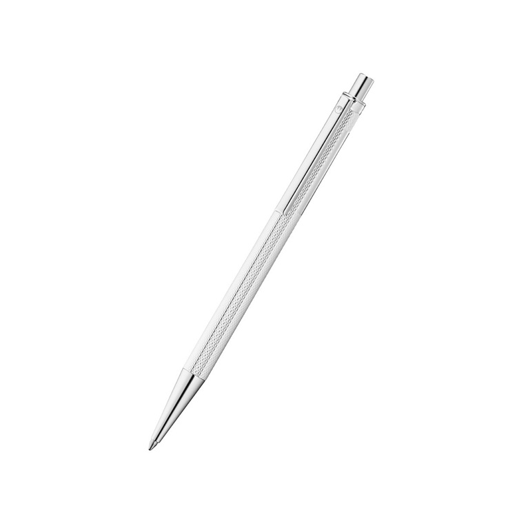 Waldmann Eco golyóstoll gyűrűmintával. A Waldmann Eco sorozatának ez a modellje finoman megmunkált, gyűrűmintás felülettel (cirkuláris guilloché) készül, amely elegáns, mégis visszafogott megjelenést kölcsönöz a tollnak.