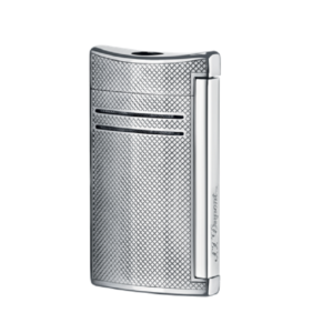 S.T. Dupont - Maxijet, Chrome Grid. Szélálló öngyújtó ezüstözött fémből, ezüstözött krómozott geometriai motívummal, gravírozott lógóval.