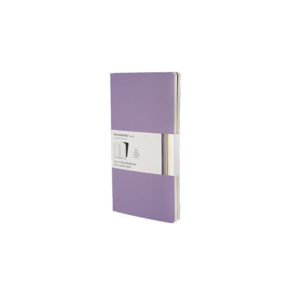 2 darabos közepes méretű, vonalas, lila színű Moleskine Volant notesz.