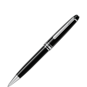 A tolltest mélyfekete nemesgyantából készült, elegáns, platinával bevont részletekkel, amelyek fölött a fehér Montblanc embléma látható