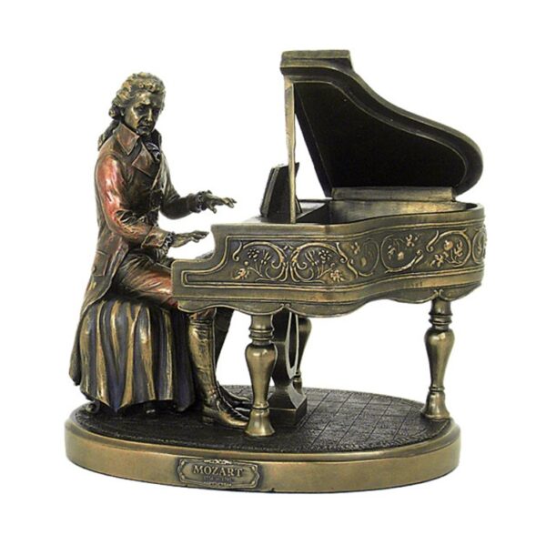 Bronz bevonatú műgyanta Mozart szobor, minden egyes apró részlete kézzel befejezett.