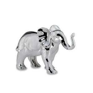 Az ezüstözött porcelán "boldog" elefánt szobor elegáns dísze lehet a ház bármely pontjának.