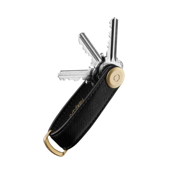 Orbitkey kulcstartó - Liquorice, fekete.Orbitkey márkájú fekete bőr kulcstartó, a kulcsok rendezett tárolására.