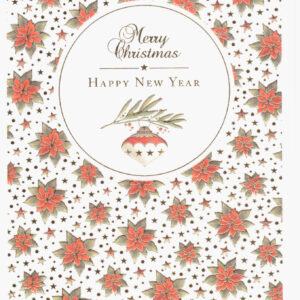Karácsonyi képeslap angol felirattal és fehér borítékkal.