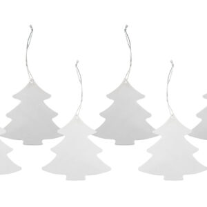 6 db-os ezüstözött karácsonyfa alakú karácsonyfadísz szett. Gravírozással még személyesebbé tehető ajándék az egész család számára!