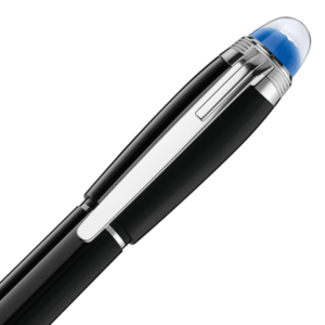 Montblanc Starwalker Black fineliner resin platina bevonatú szerelvényekkel, fekete nemesgyanta csővel és kupakkal.