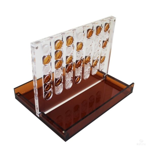 Elegáns CONNECT FOUR Logikai játék plexiüvegből, mágneses záródással.