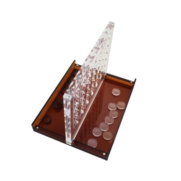 Elegáns CONNECT FOUR Logikai játék plexiüvegből, mágneses záródással.