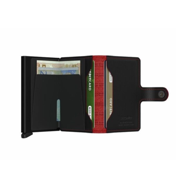Secrid bankkártyatartó Miniwallet Fuel Black. Korrigált szemcsézetű bőr, 3D dombornyomással.