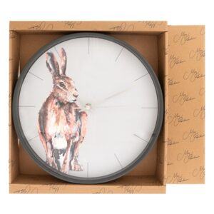 Kerek falióra, akvarell nyúl illusztrációval. 30 cm