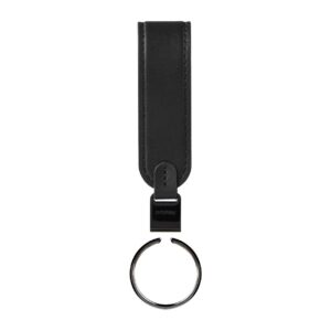 Orbitkey Loop márkájú fekete bőr kulcstartó, a kulcsok rendezett tárolására.