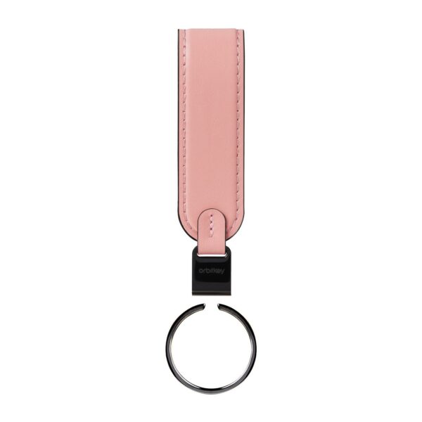 Orbitkey Loop  márkájú rózsaszín bőr kulcstartó, a kulcsok rendezett tárolására.