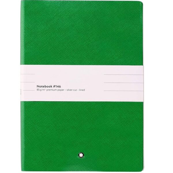 Montblanc márkájú zöld, vonalas notesz. 96 lapos (192 oldal).