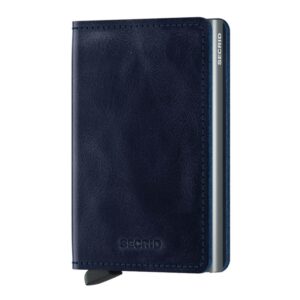 A Slimvallet Vintage Blue bőr kártyatartó, Hollandiában készült európai marhabőrből.