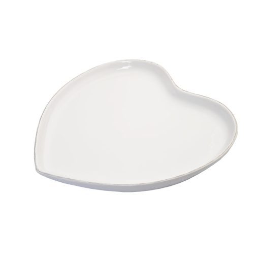 Fehér, szív alakú  porcelán tálca.