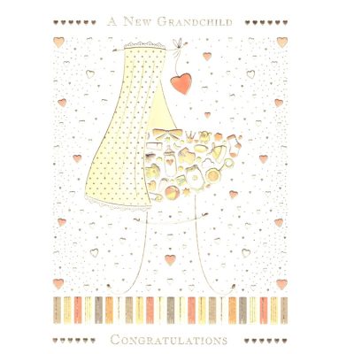 Unoka érkezésére gratulációs képeslap '' A new grandchild congratulation " felirattal.