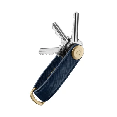 Orbitkey márkájú kék bőr kulcstartó, a kulcsok rendezett tárolására.