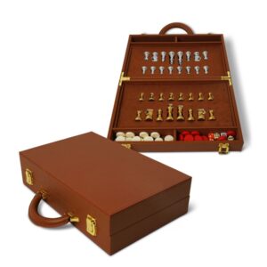 Elegéns, sakk és backgammon bőr táskában az Authentic Modelstől.