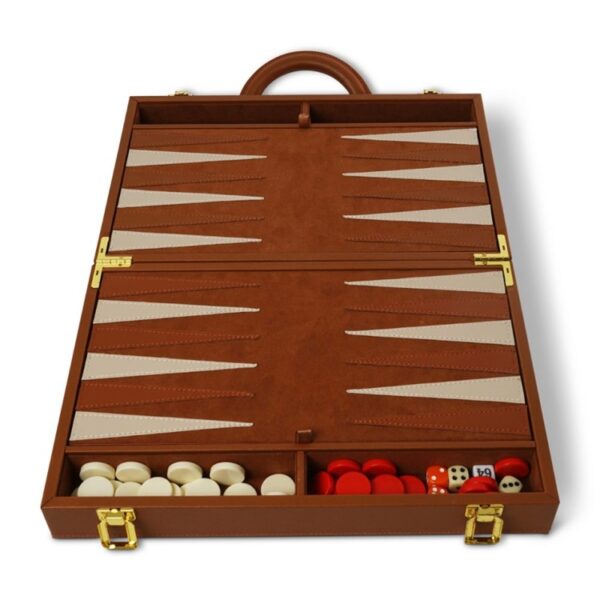 Elegéns, sakk és backgammon bőr táskában az Authentic Modelstől.