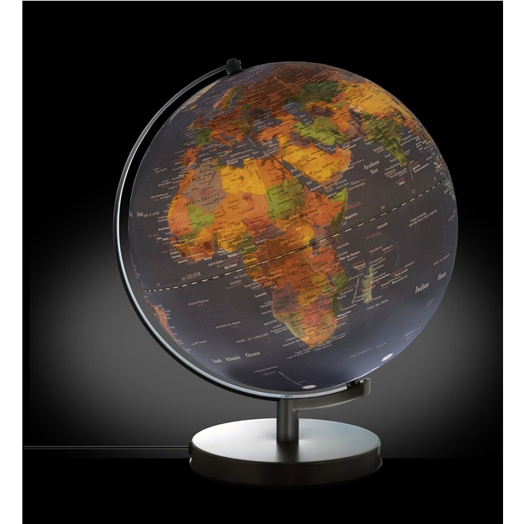 Földgömb Stella Érintős- világítós kék, zöld. 30 cm átmérőjű földgömb, integrált világítás 3 fénymóddal érintéses funkcióval, GaN és Power Delivery gyors töltési technológiával ellátott töltőcsatlakozóval.