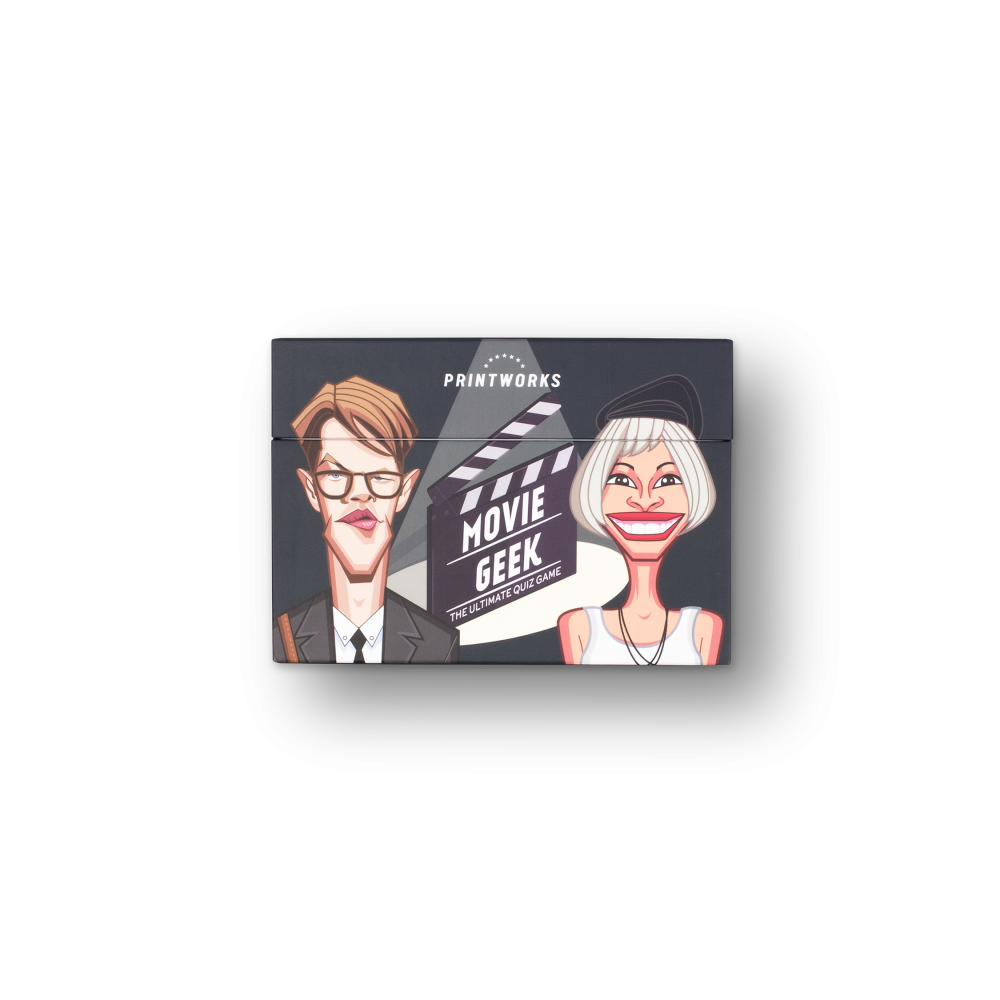 PRINTWORKS Trivia game - Movie geek. A PRINTWORKS Trivia game - Movie geek egy prémium minőségű filmes kvízjáték.