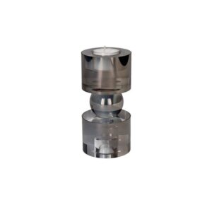 Üveg mécsestartó - szürke, 15 cm. Elegáns hangulatvilágítás modern köntösben.