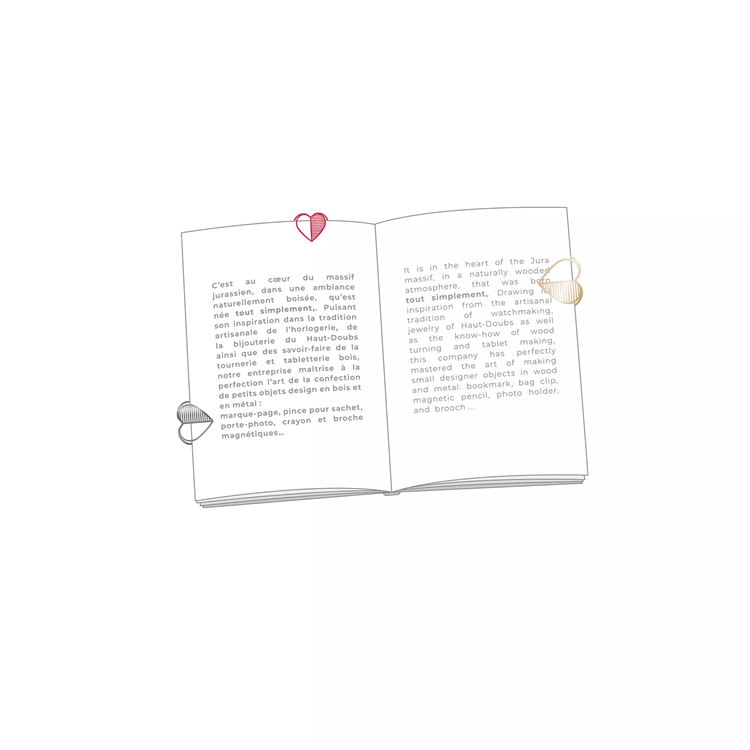 Könyvjelző klipsz Szett, Szív - piros, aranyozott. A klipsznek köszönhetően bármilyen méretű könyvhöz ideális.