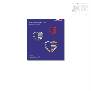 Könyvjelző klipsz Szett, Szív - piros, aranyozott. A klipsznek köszönhetően bármilyen méretű könyvhöz ideális.