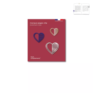 Könyvjelző klipsz Szett, Szív - kék, aranyozott. A klipsznek köszönhetően bármilyen méretű könyvhöz ideális.