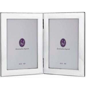 Ezüst dupla képkeret. Olasz, 925-üs ezüst dupla képkeret fa hátlappal. Díszdobozban.