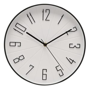 Falióra - fehér, fekete, 30 cm. Az óra tiszta, fehér számlappal és vékony, fekete kerettel rendelkezik.